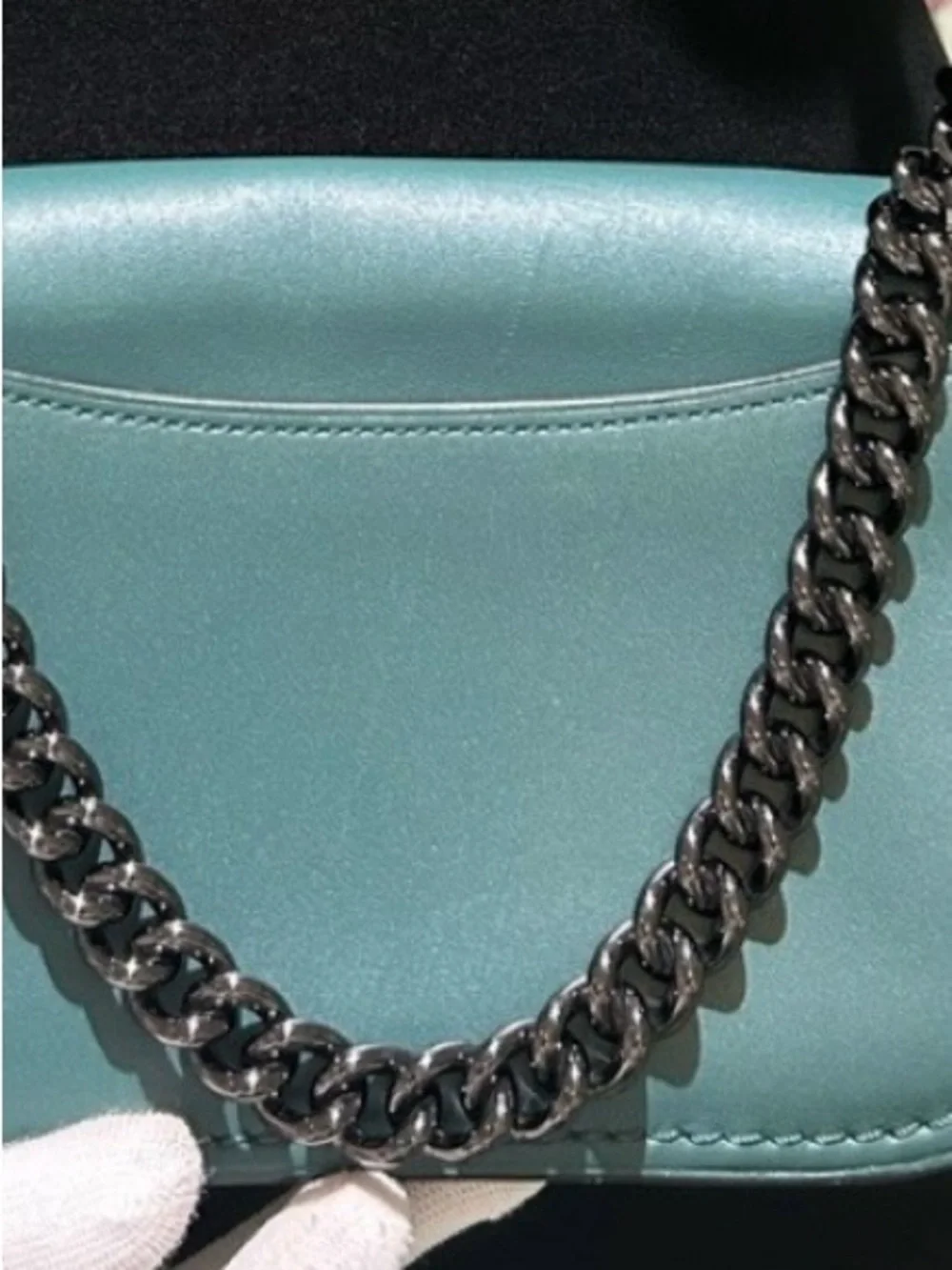 Coach Swagger 20 Dark Turquoise Leather Crossbody/Shoulder Gunmetal Chain